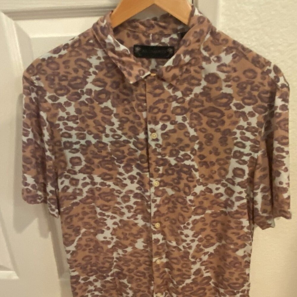 ALLSAINTS Vega Leopard Print Button Down Shirt- Men's Small